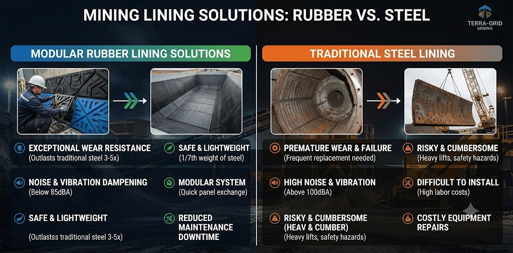 Mining Rubber Lining Compared With Traditional Steel Lining