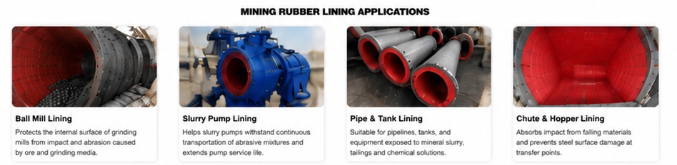 Mining Rubber Lining Applications Including Ball Mill and Slurry Pump